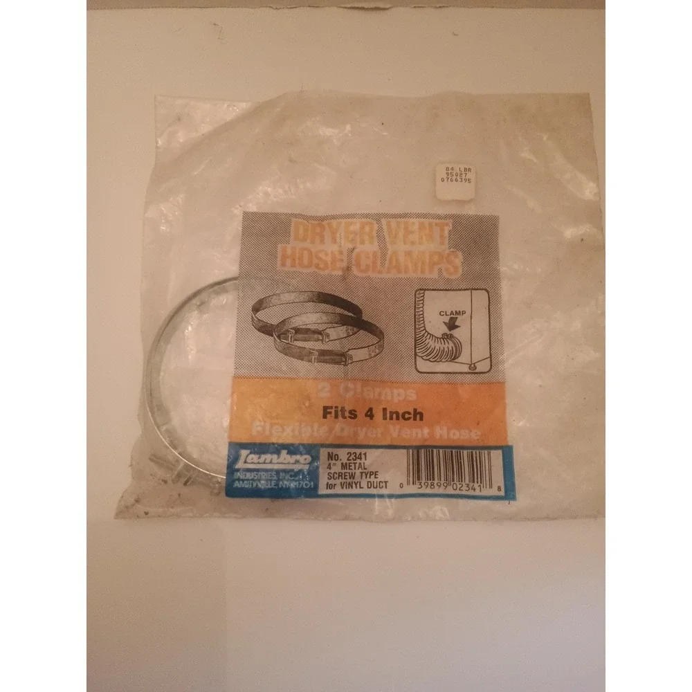Package O2 Dryer Vent Hose Clamps Fits 5' Flexible Dryer Hose Screw Type No.2341